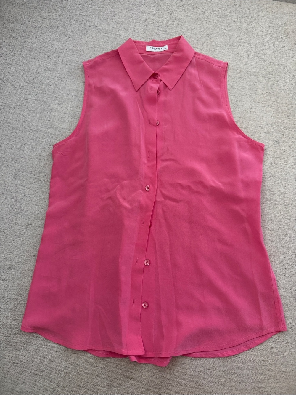 Equipment Femme Sleeveless Button-Down Shirt in Bright Pink